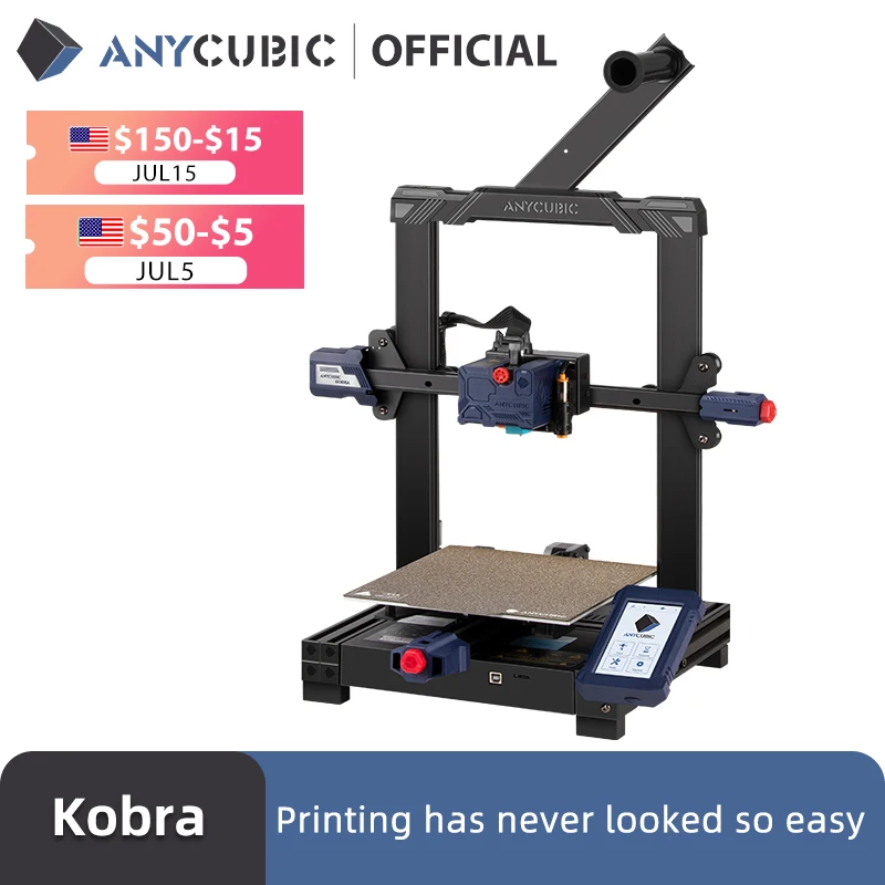 Buy Anycúbico kobra diy impressoras 3d 220*220*250mm desktop extrusora de impressão 3d dirext 25 pontos de nivelamento automático fdm 3d impressora