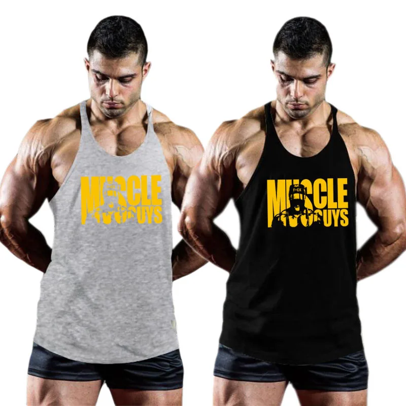 

Muscleguys Bodybuilding Clothing Mens Gym Tank Tops Men Sleeveless Shirt Singlets Fitness Clothing Cotton Workout Stringer Vest