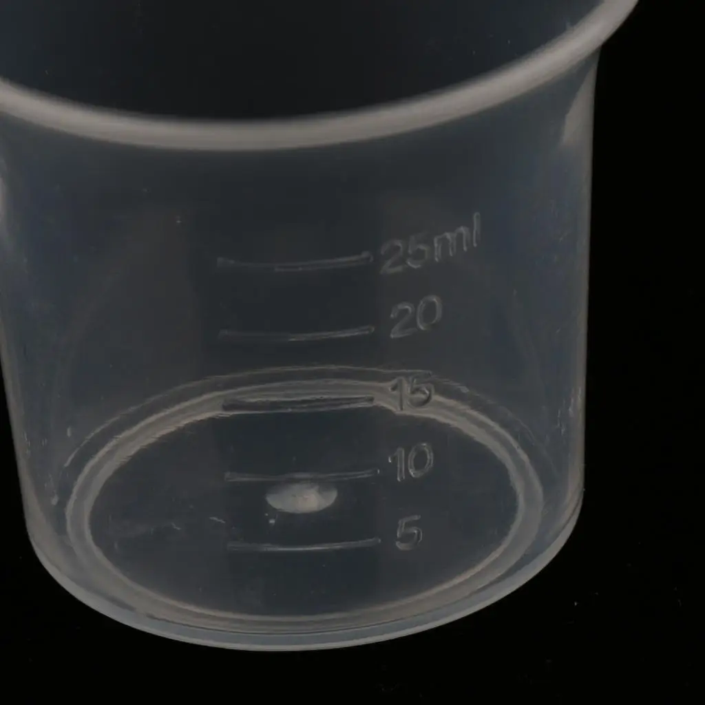

10 Pieces Lab 25ml Plastic Graduated Measuring Beaker Liquid Cup Container
