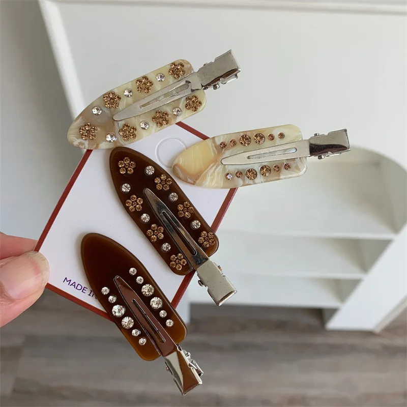 Creative Personality Crystal Brown Color Marble Design Hairpin Hair Clip for Women Girl Cute 2024 NEW Autumn Winter Jewelry