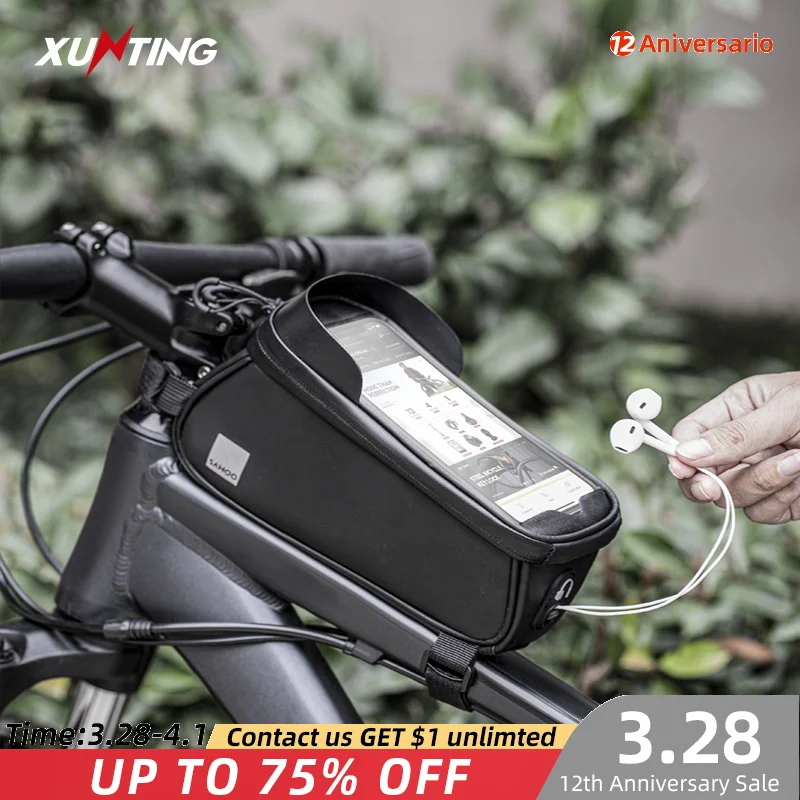 

Xunting Bike Bag Front Phone Bicycle Bag For Bicycle Tube Waterproof Touch Screen Saddle 6.5Inch Bike Accessories bolsa biciclet