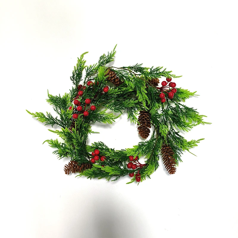 Искусственные зеленые растения яркая Новогодняя Рождественская гирлянда венки