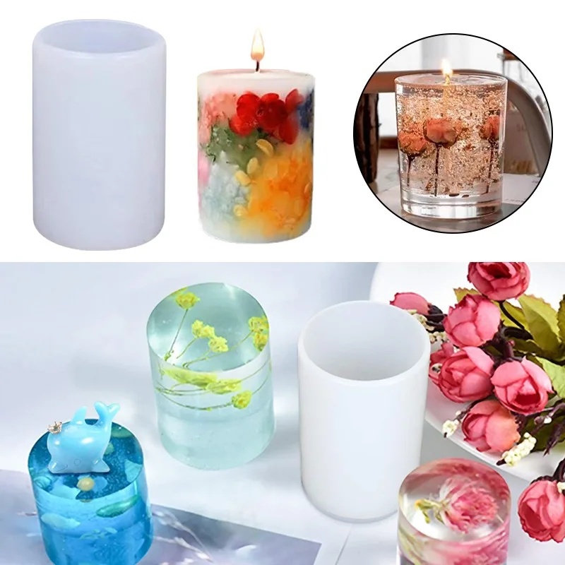 

Cylinder Silicone Mold DIY Form for Candles Epoxy Resin Aromatherapy Wax Molds Clay Plaster Craft Casting Candle Making Decor