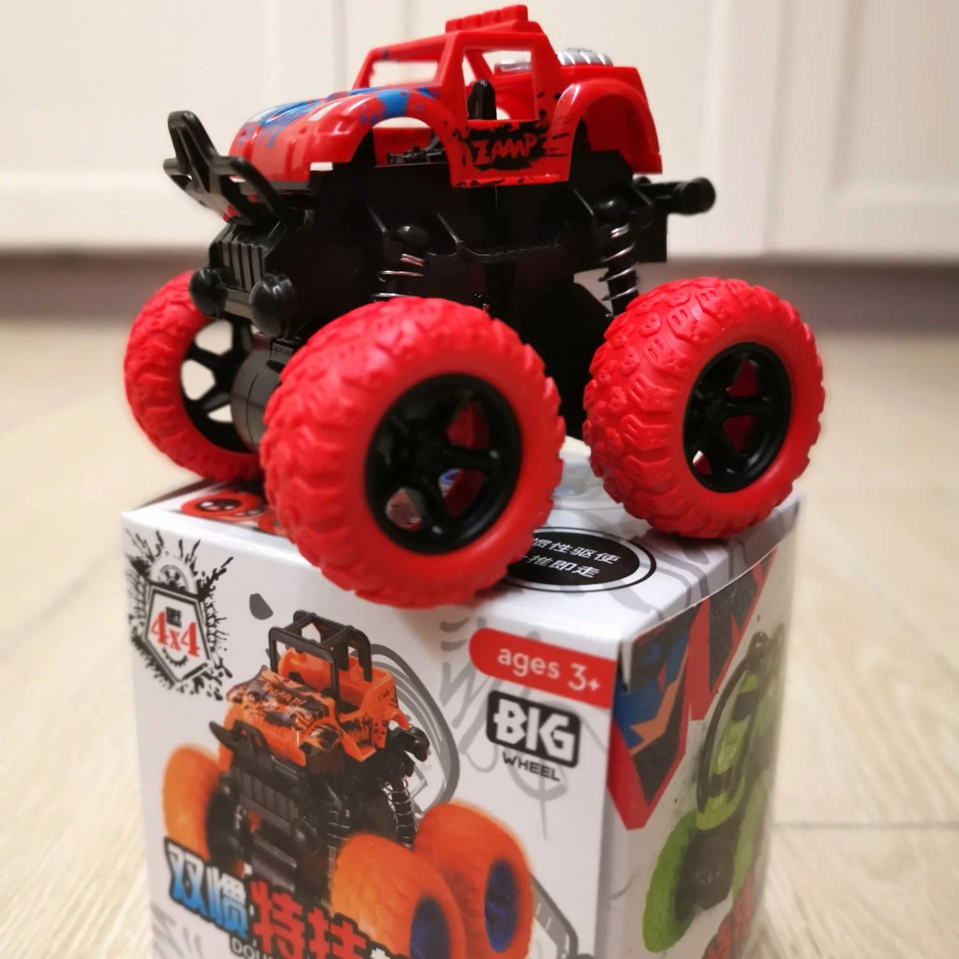 Q Version Alloy Car Inertia Four-wheel Car Drive Big Foot Off-road Vehicle Pull Back Toys for Kids 2 To 4 Years Display Gifts