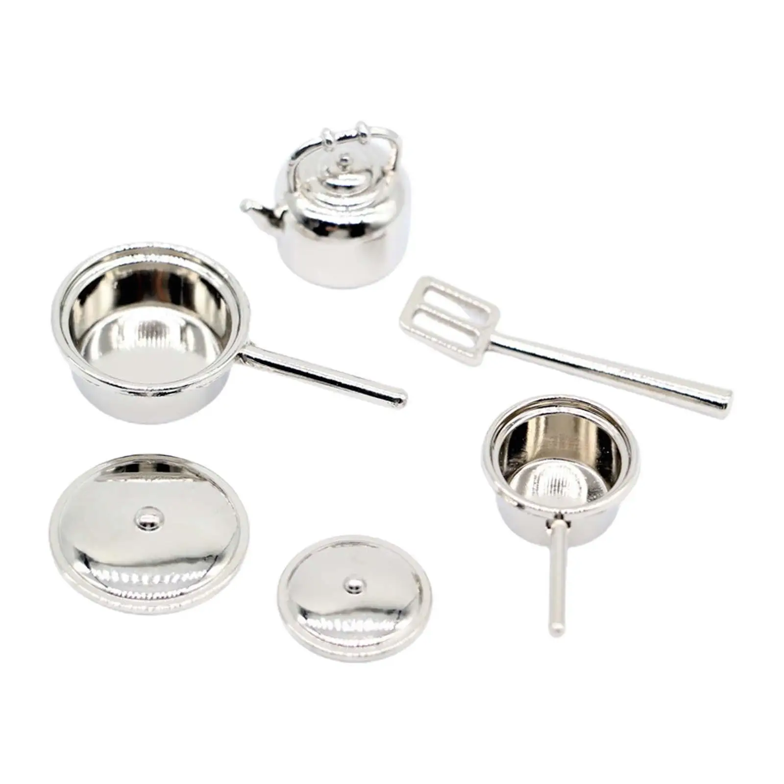 

6x 1/12 Scale Kitchen Cookware Miniature Stovetop Cookware Dollhouse Accessories Cooking Utensils for Girls Children Boys Gifts