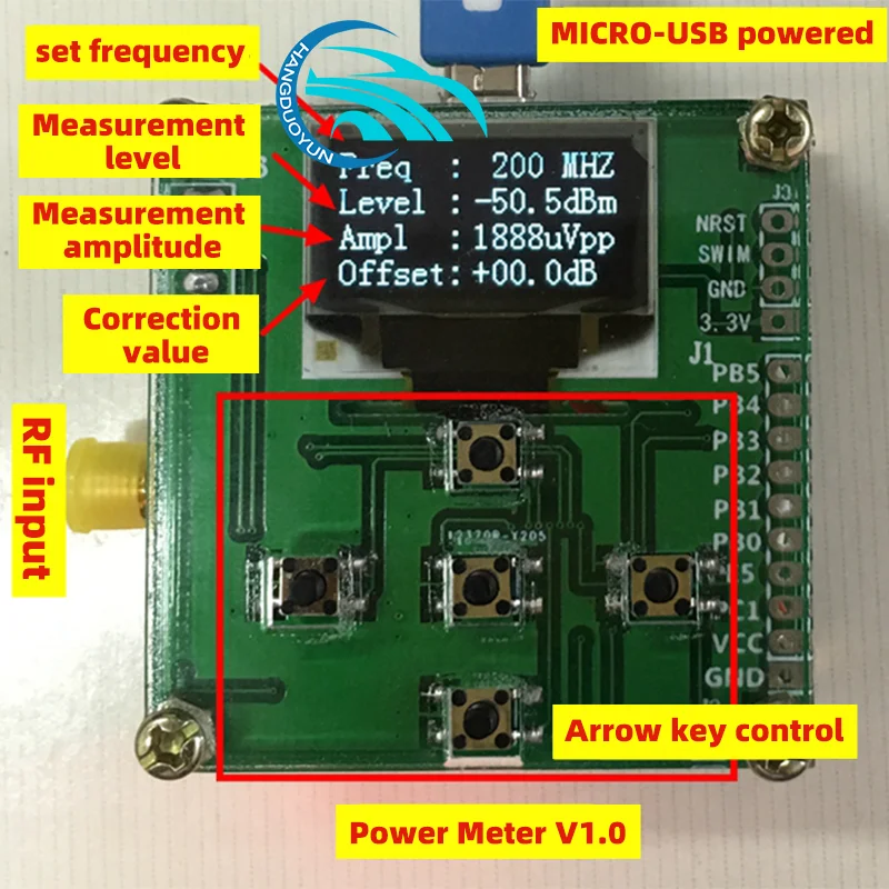

Измеритель мощности RF, измеритель мощности 50-3000 МГц-45 ~ 5 дБм, Звездный тюнер, разрешение измерения мощности 0,1 дБм, измерительная мощность 1nw ~...