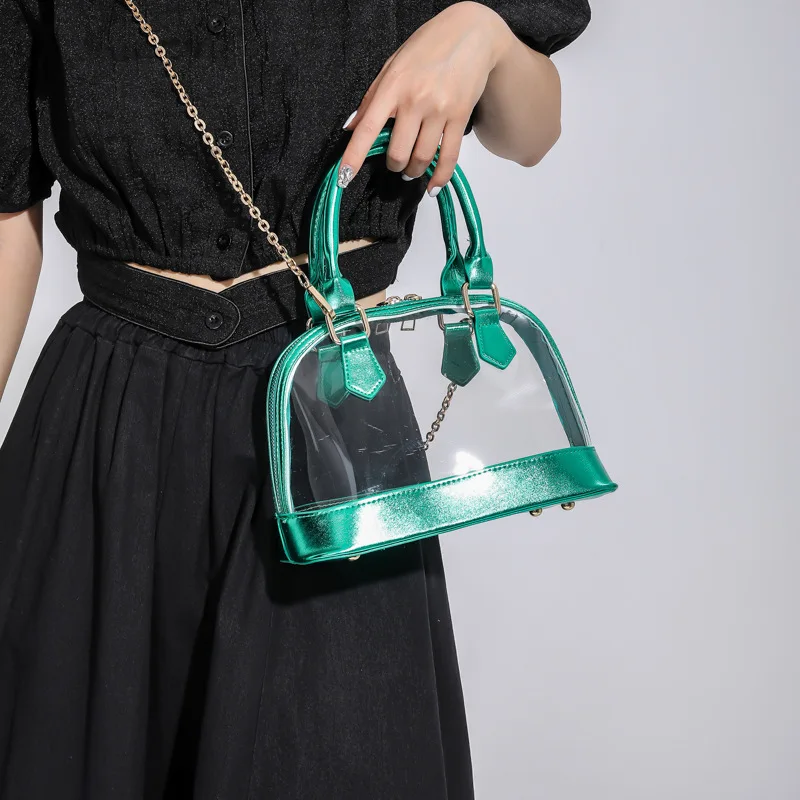 PVC Transparent handbags for women 2023 new summer fashion Shell bag Splicing chic party high quality luxury shoulder bag woman