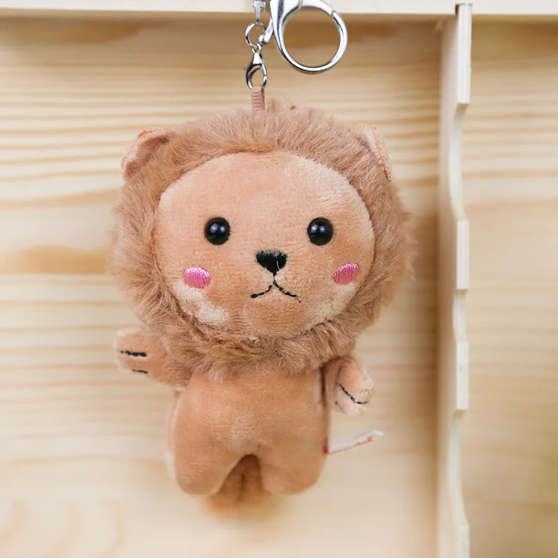 

Creative 10cm Plush Lion Keychain Cute Animals Keyring Man Car Keychains Women Bag Pendant Gifts