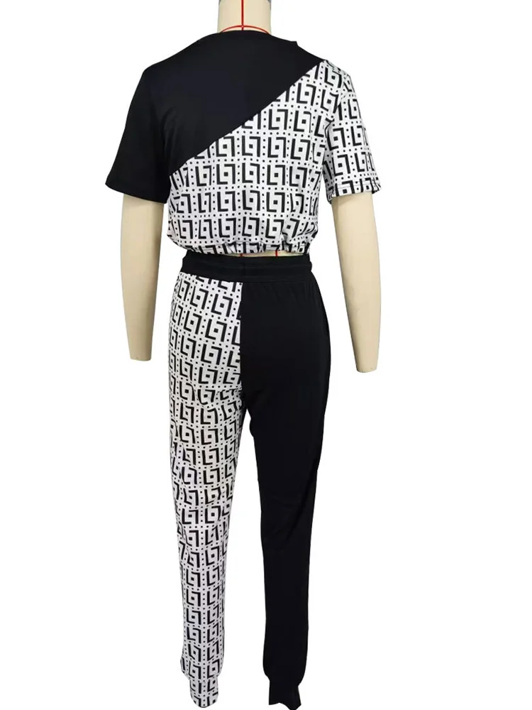 Повседневный комплект Neeleywall с геометрическим принтом укороченный топ круглым