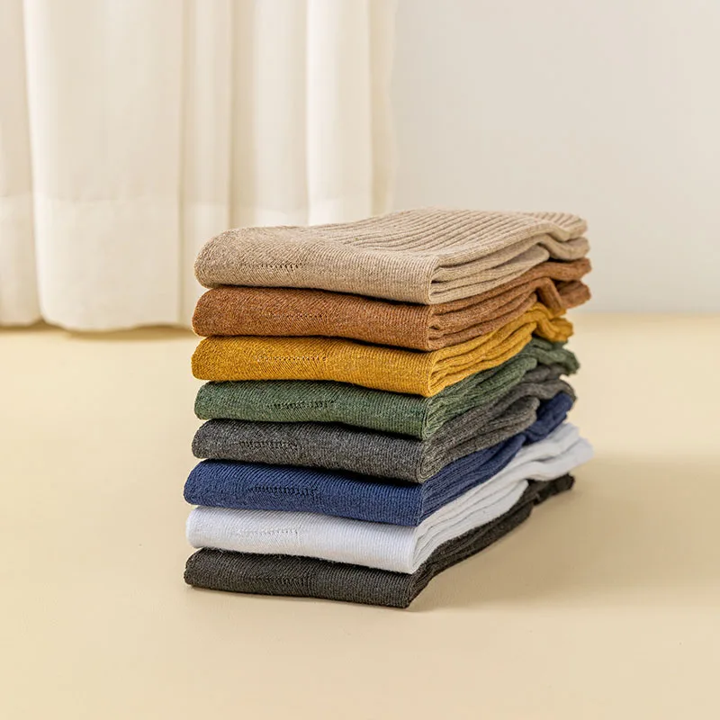 Winter Pure Cotton Men's Socks Harajuku Retro Thick Warm Fashion Casual Large Size Business Long Socks 5 Pair