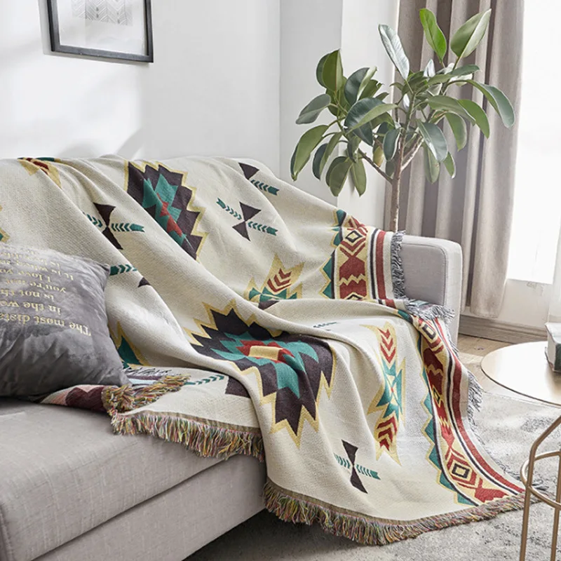 

Throw Blanket For Sofa Ethnic Style Geometric Sofa Blanket Leisure Blanket Tapestry Soft Warm Cotton Blanket Spring And Autumn