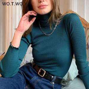 Водолазка женская трикотажная с рукавом-бабочкой, осень кардиган с воланами