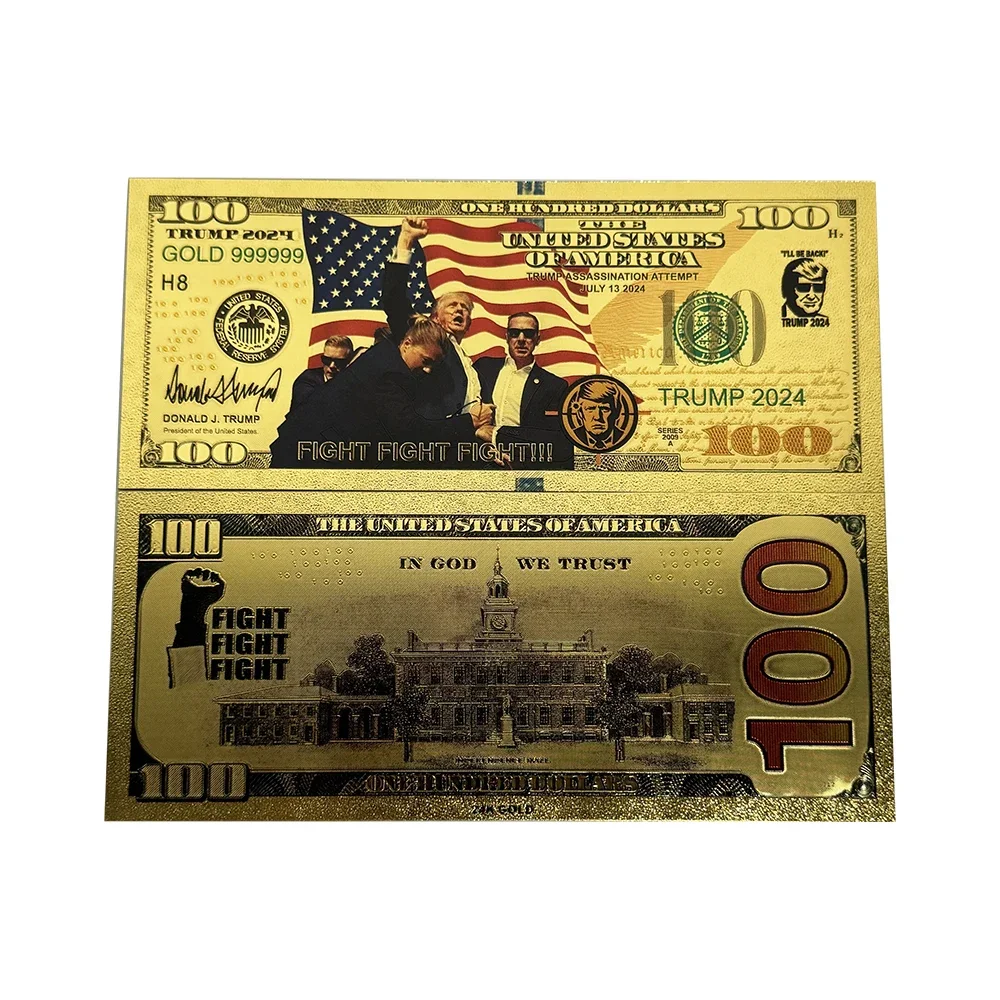 10 шт./лот 2024 стрельба по боевой карте делает меня сильнее Дональд Трамп 100 доллар
