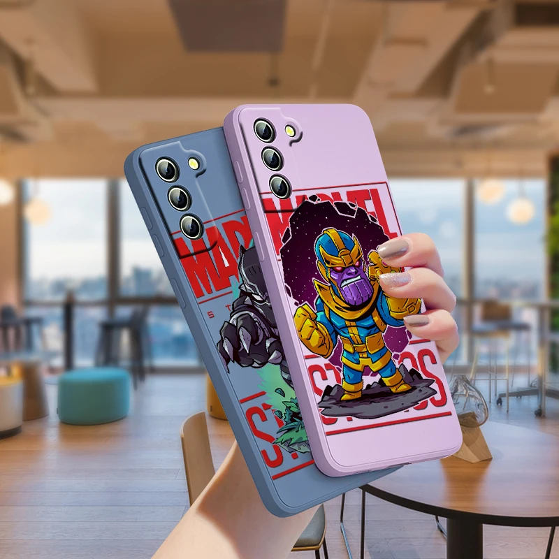 

Marvel Cartoon Avengers For Samsung Galaxy Note 20 10 S22 S21 S20 FE S10 Plus Lite Ultra Liquid Silicone Rope Phone Case