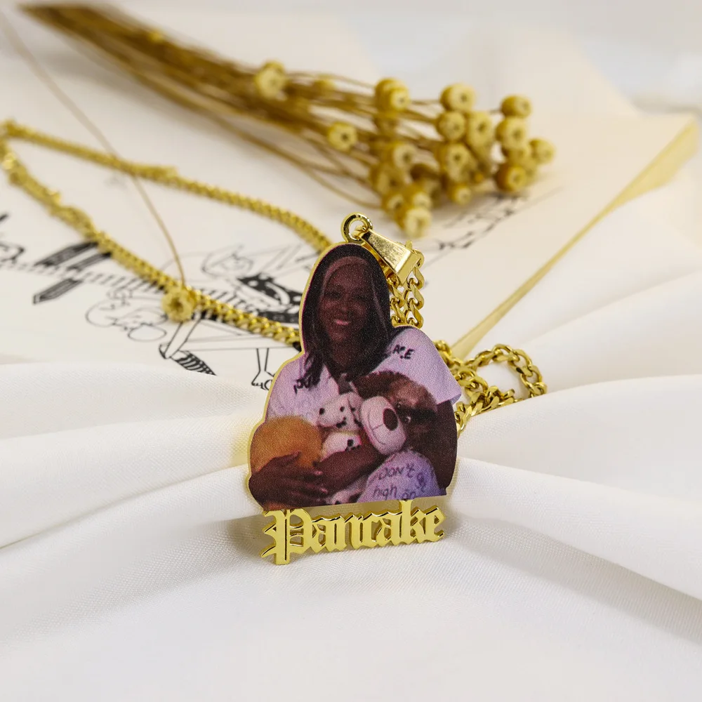Hiphop Styles 925 Sterling Silver Personalize Photo Necklace With Name Portrait Picture Fathers Day Family Gifts Jewelry