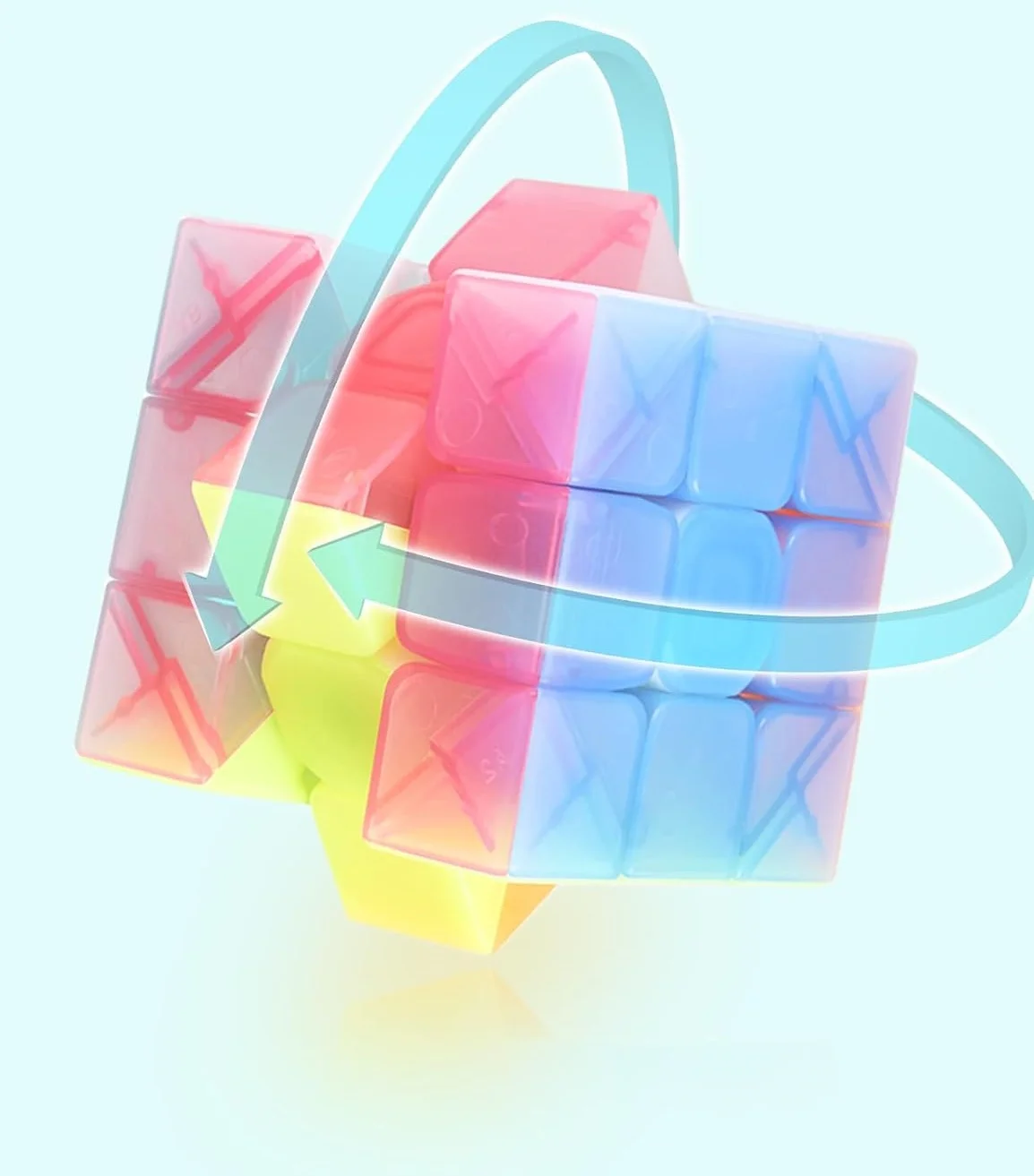Скоростной куб Qiyi желе цвета 2X2X2/3X3X3/4X4X4/5X5X5/Пирамида скоростной магический