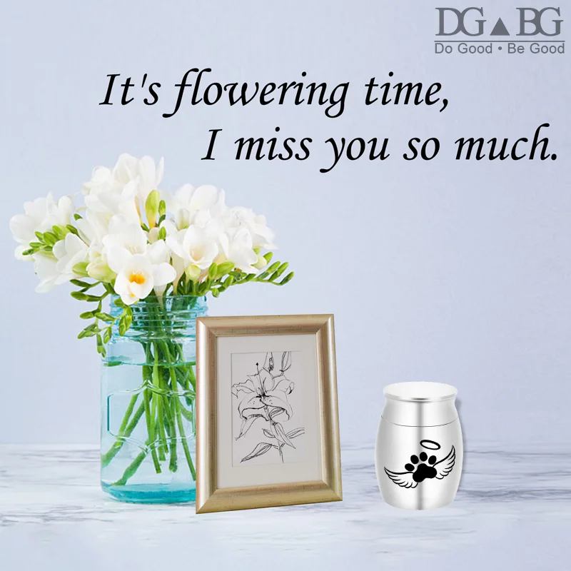 

Pet Metal Cremate Funeral Urn for Dog Cat Ashes Paw Print Keepsake Laser Engraving Thread Design on The Top Black Souvenirs Gift