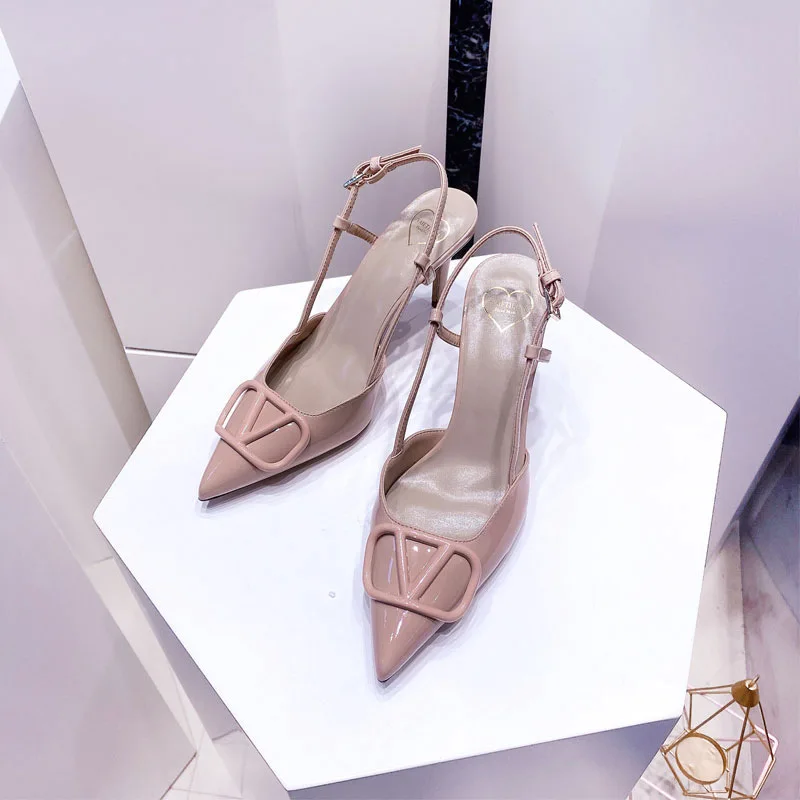 Women's Shoes Summer 2023 Luxury Brand High-heeled Sandals  Genuine Leather Pointed Toe Pumps Elegant Women Shoes Designer Shoes