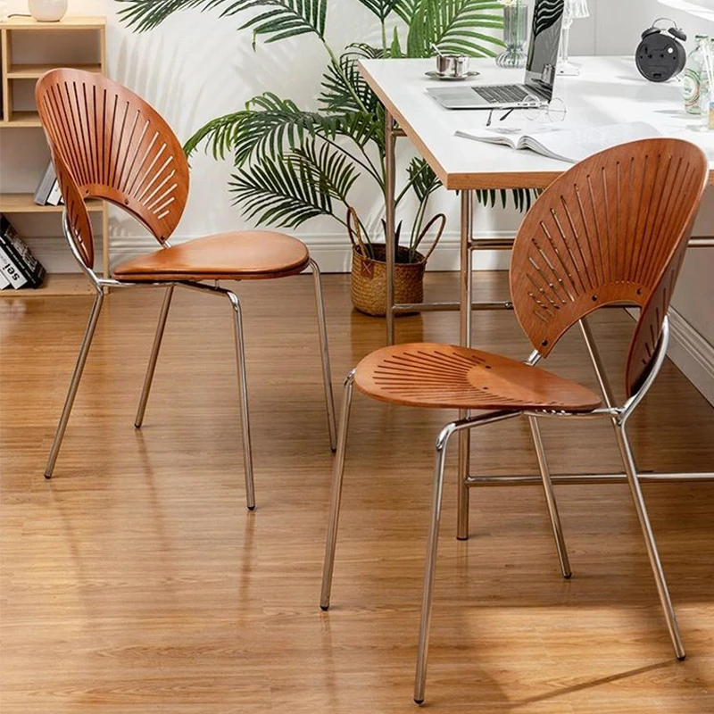 

Nordic Vintage Wooden Dining Chair Unique Mid Century Ergonomic Lounge Dinette Kitchen Bar Sillas De Comedor Home Furniture
