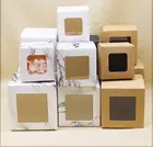 Квадратная картонная коробка с прозрачным окном из ПВХ, 5 шт.лот, белаячернаяКрафтовая бумага, Подарочная коробка, коробка для свадебных подарков