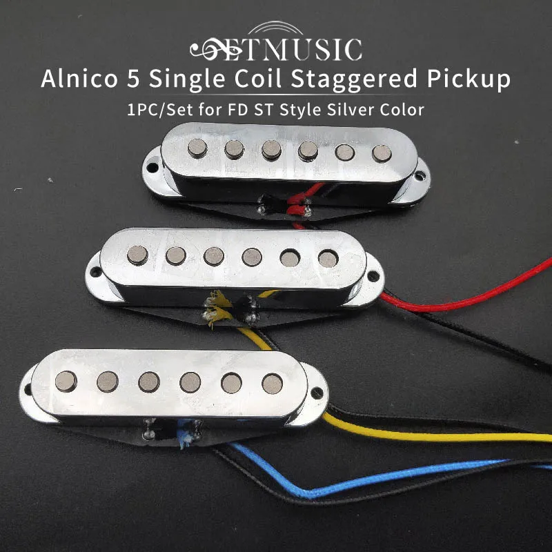 

Шпулька Alnico 5 с одной катушкой, верхний пикап из волокна, шейка для электрогитары/Средняя/мостовая 50/50/52 мм, для FD ST, серебристого цвета