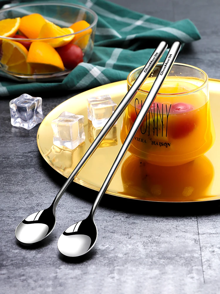 

Stainless Steel 304 Long Handle Spoon Creative Korean Tea Coffee Ice Cream Teaspoons For Picnic Kitchen Accessories Bar Tools