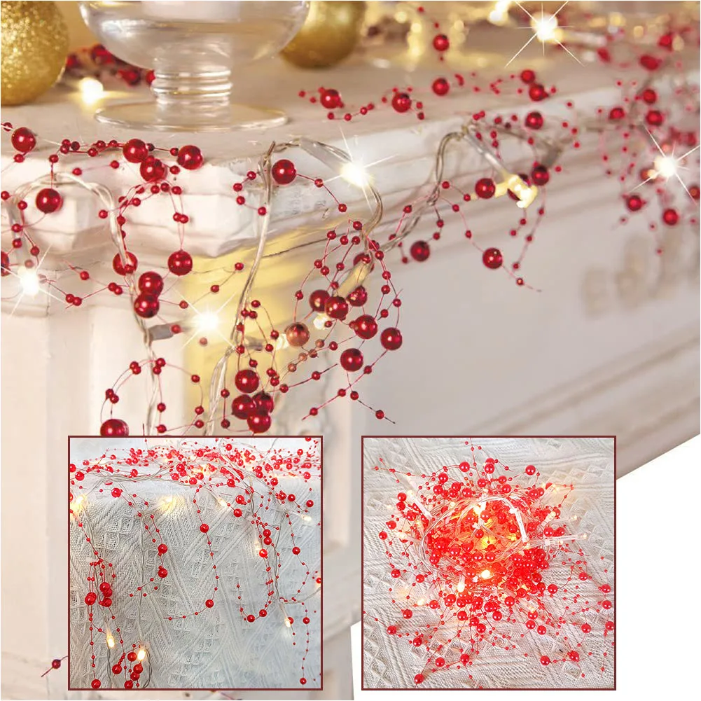 

Pearl Chain String Lamp Decor Home Ornaments Christmas Decor Lights Garden Supplies Energy Saving for Wedding Living Room