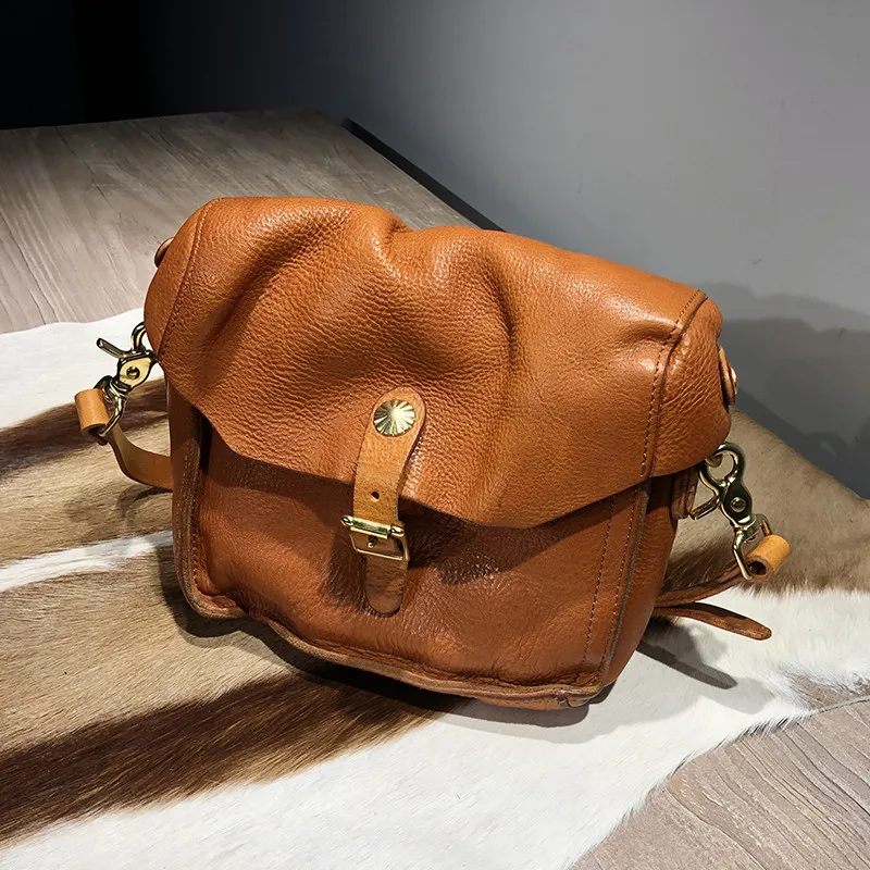 Natural soft genuine leather ladies messenger bag organizer fashion literary luxury real cowhide women daily party shoulder bag