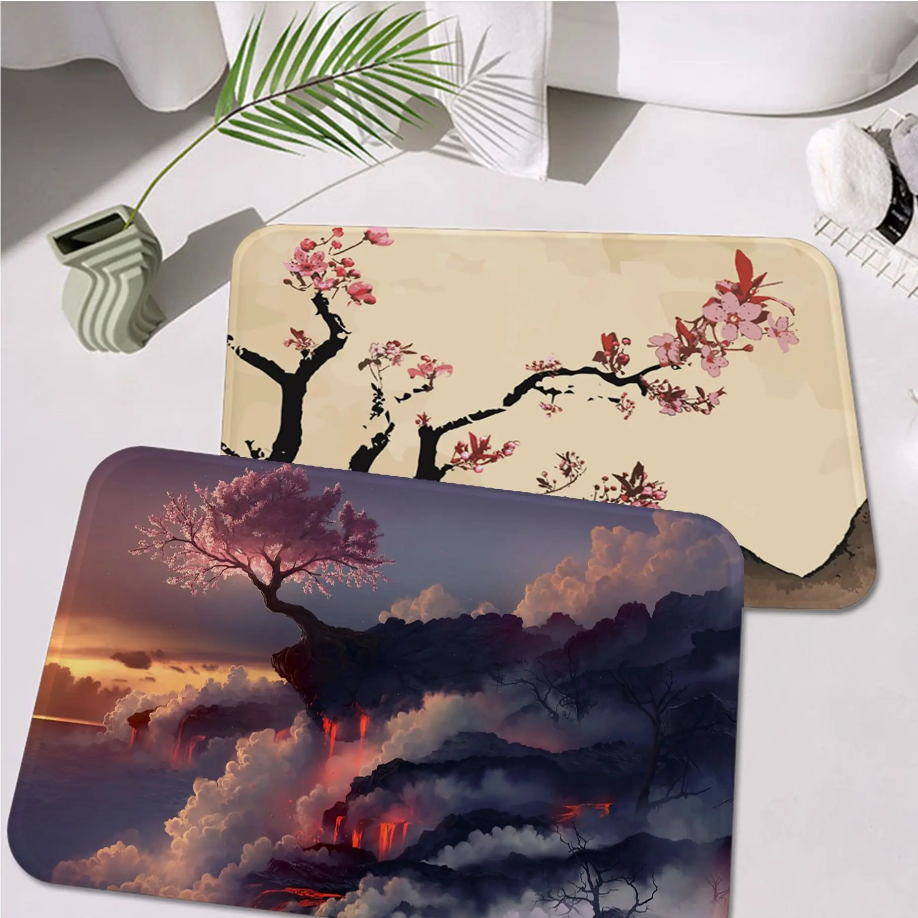 

Cherry Blossoms Door Mat Cheaper Anti-slip Modern Living Room Balcony Printed Alfombra