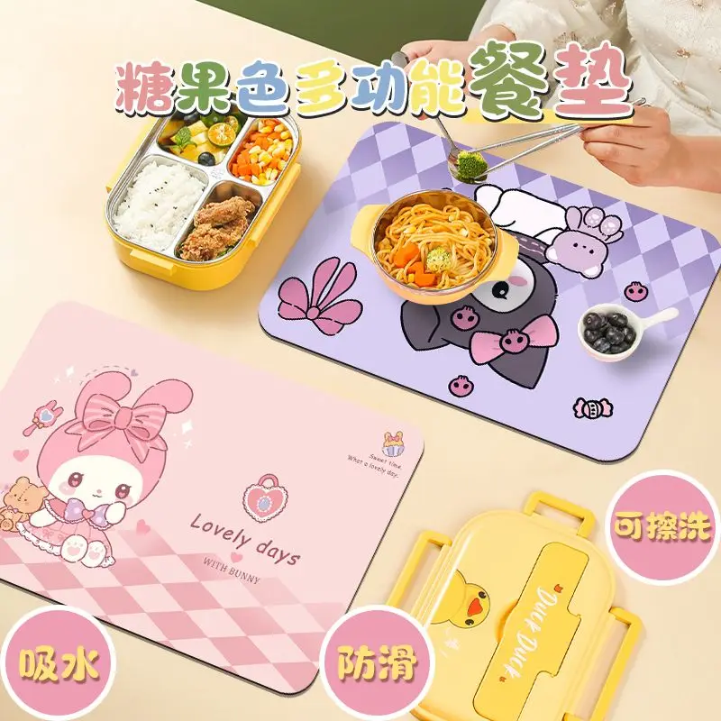 

Sanrio Kawaii Anime Cinnamoroll My Melody Desk Mat Ins Cut Kuromi Cartoon Air-Proof Washable Table Mat Toys for Kids
