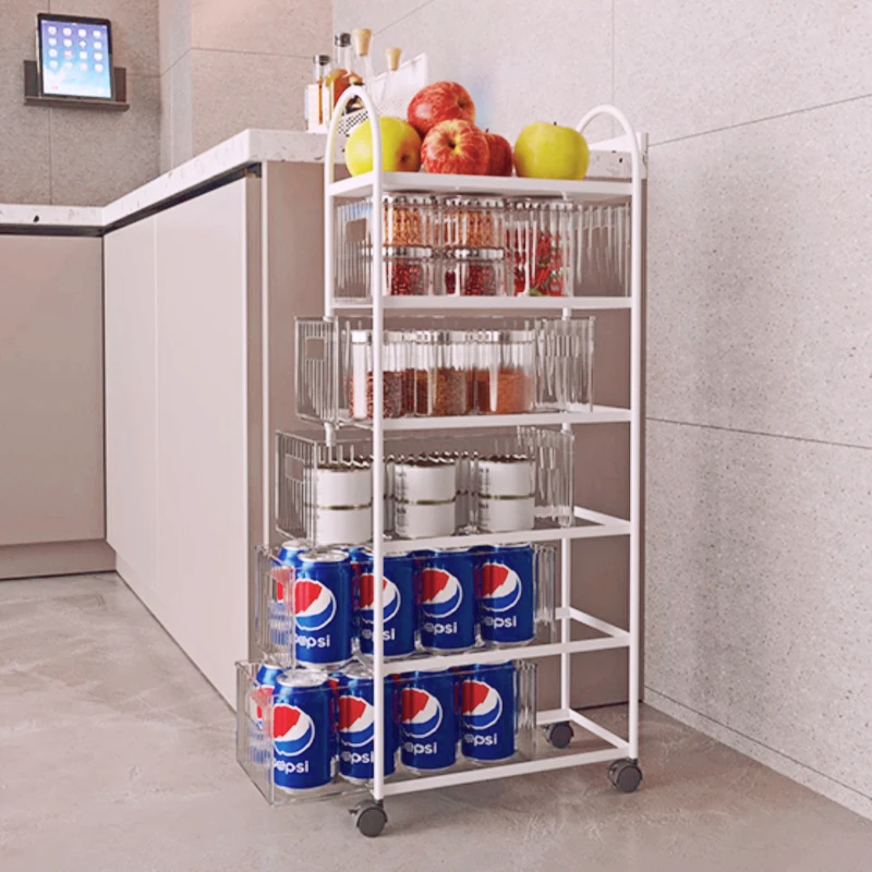 

Передвижная тележка с шкивом, многослойная посадочная стеллажная тележка с выдвижным ящиком для хранения и организации дома, многофункциональная