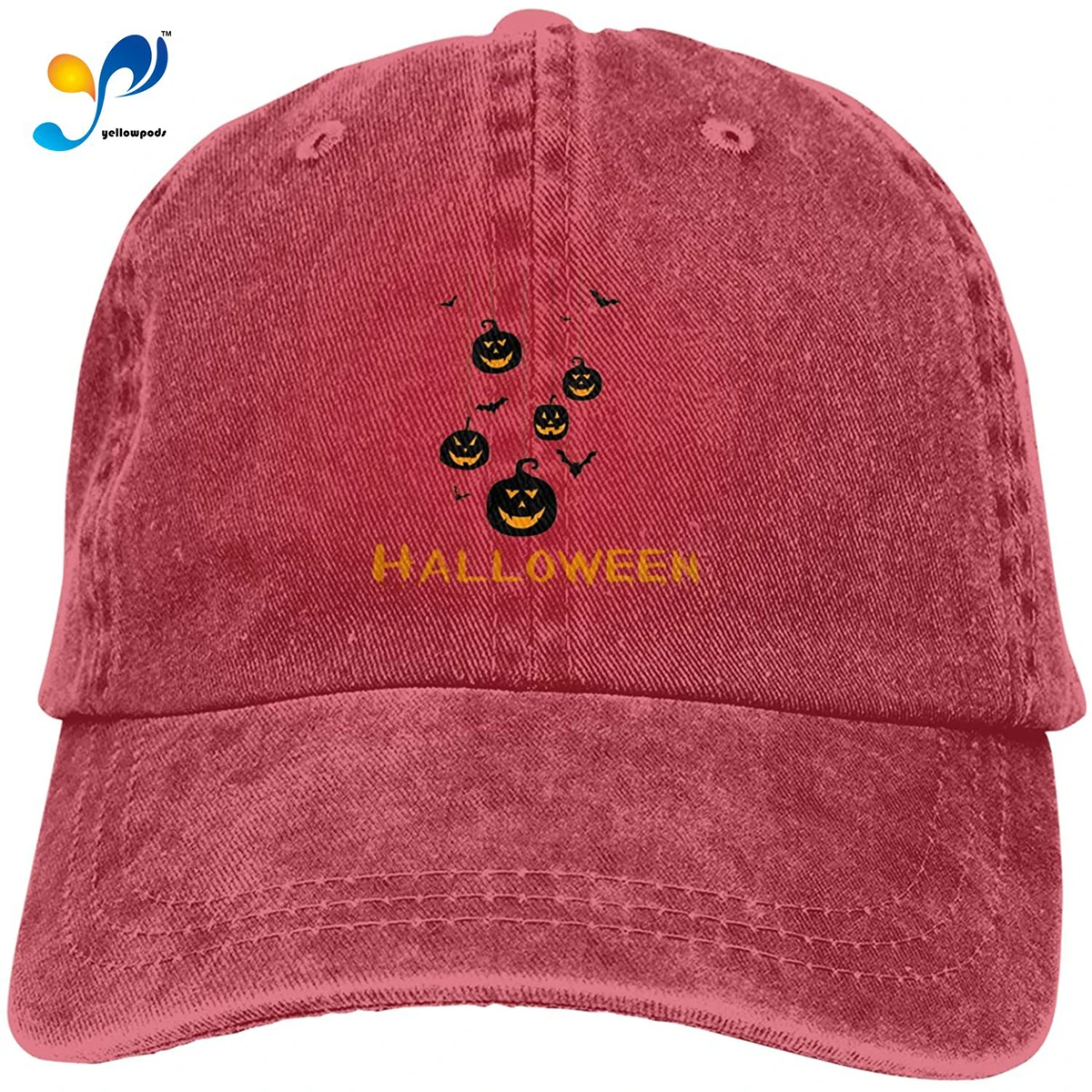 

Hats For Women Halloween Pumpkin-Face Hat Vintage Denim Baseball Caps Cotton Dad Hat Adjustable Sandwich Hat