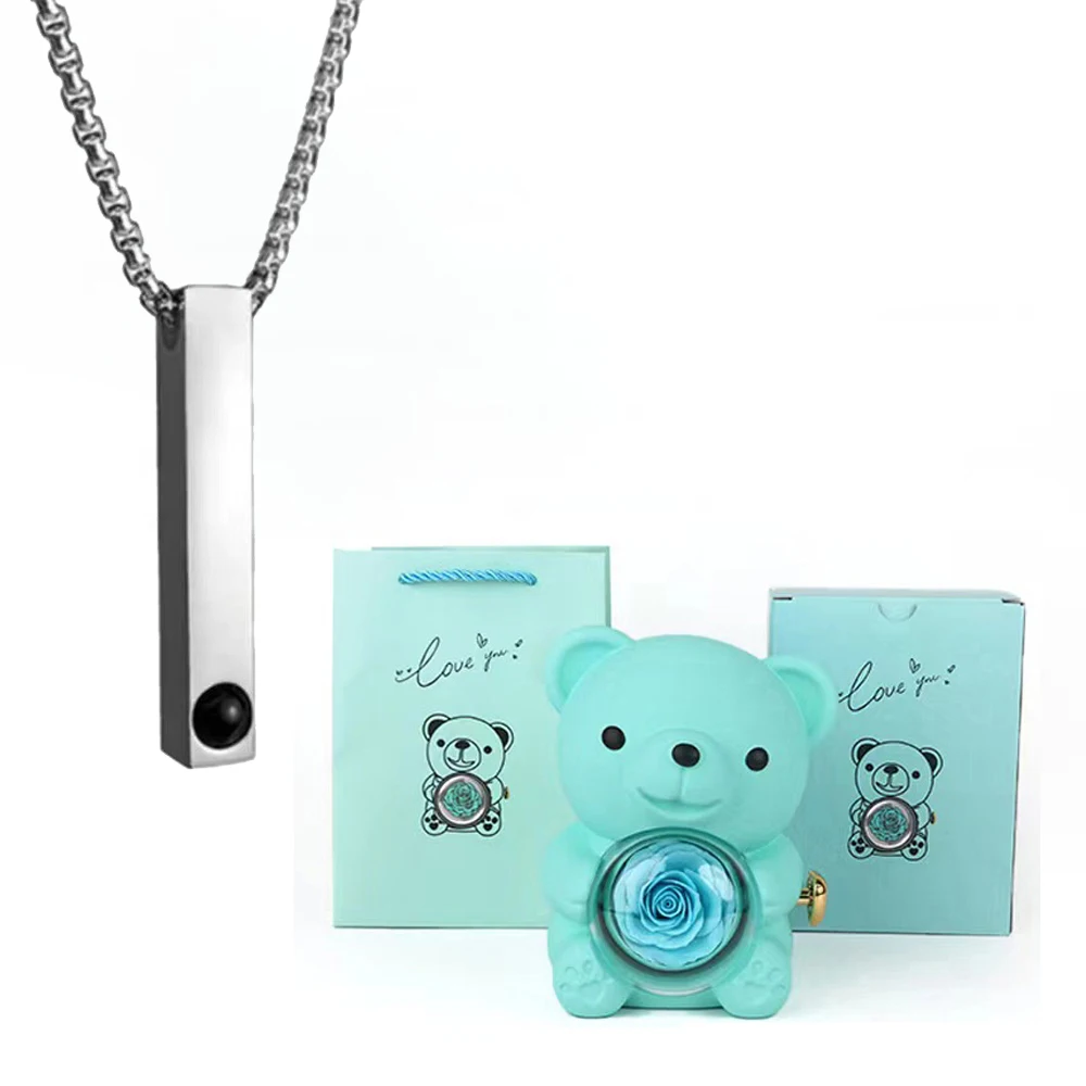 Ожерелье С Геометрическим Прямоугольным Кулоном И Розой 100-язычная Проекция