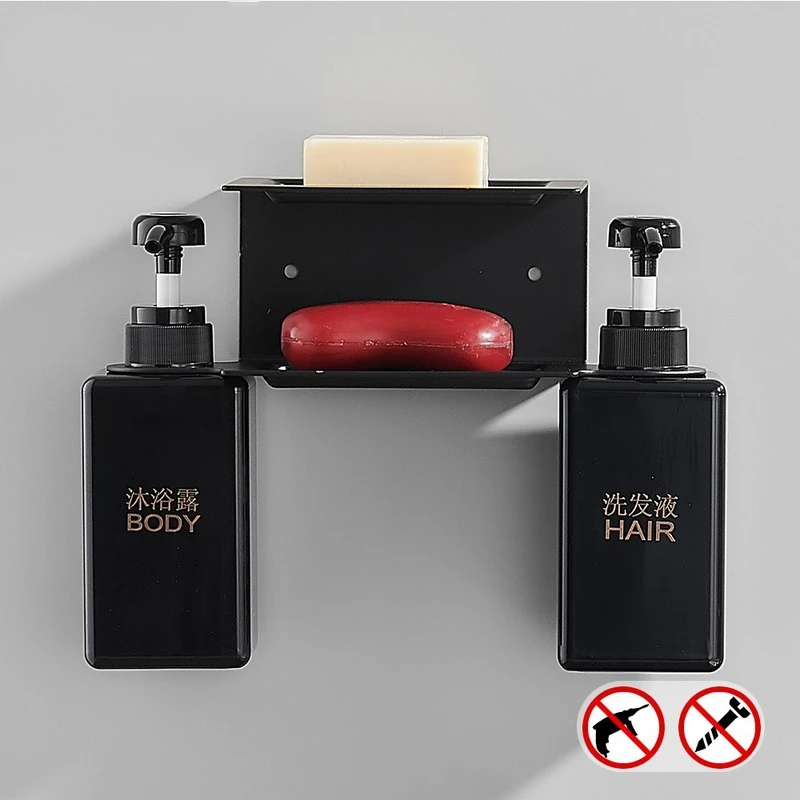 

Dubbele 450Ml Vloeibare Zeep Dispensers Pomp Muurbevestiging Hotel Douche Shampoo Dispenser Met Dubbele Plank Badkamer Accessoir