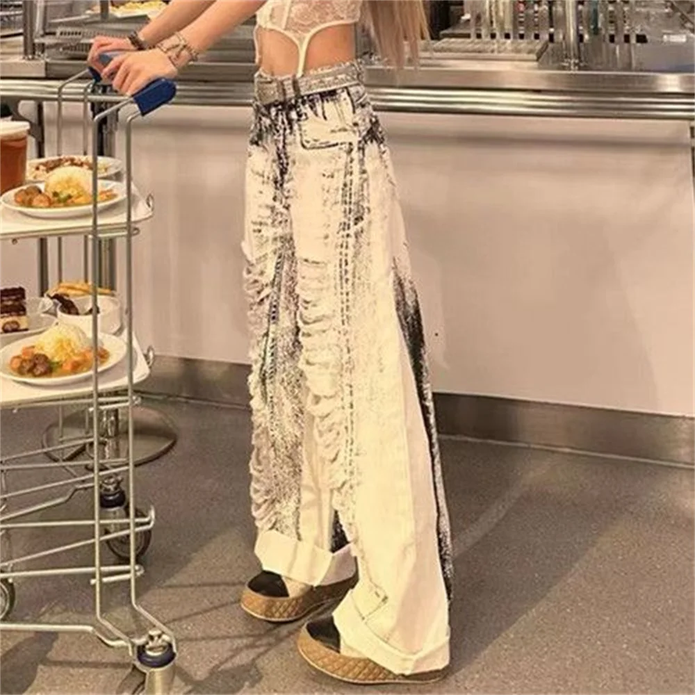 Женские брюки в стиле ретро American street vibe свободные прямые пол