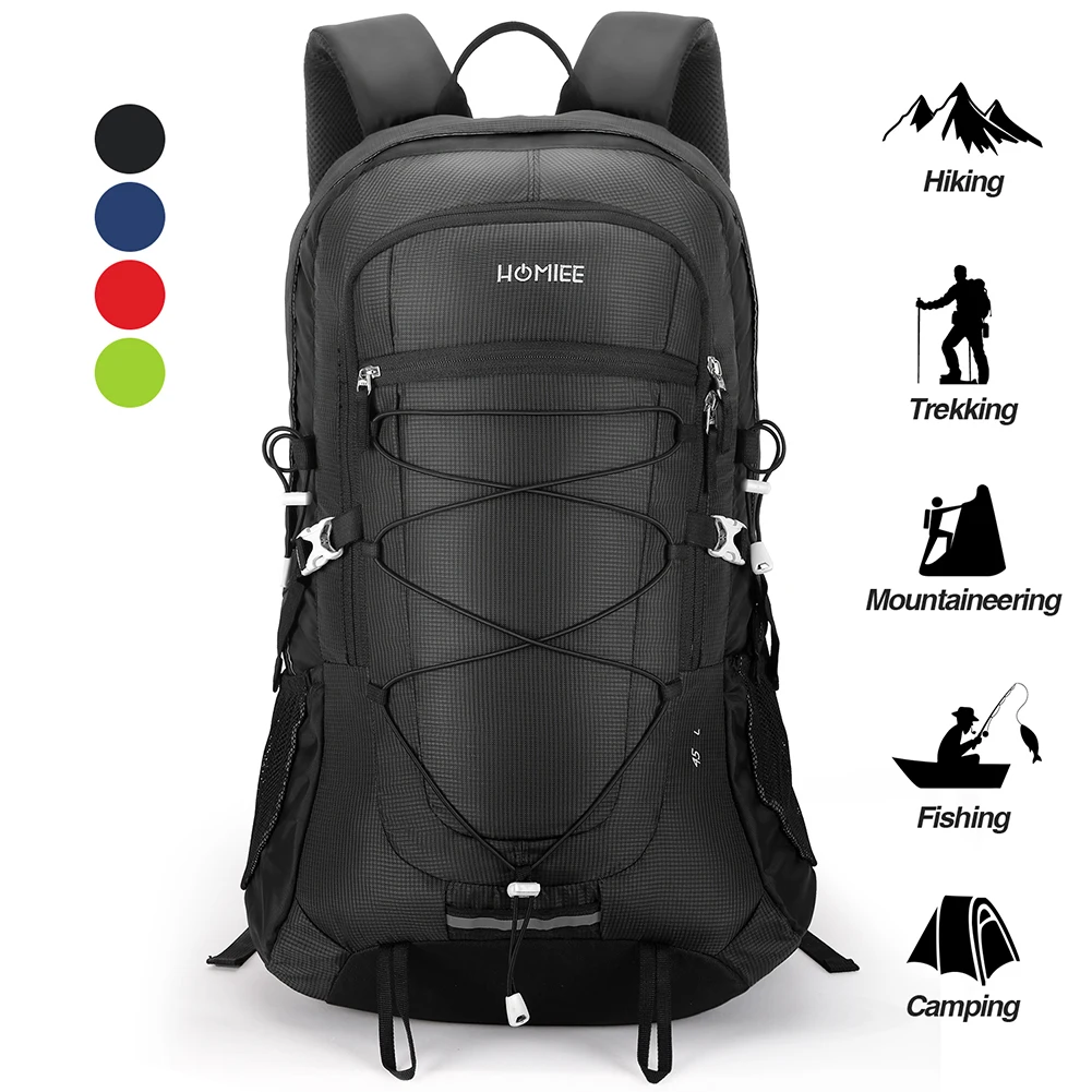 

HOMIEE 45L Waterproof Climbing Backpack Outdoor Sports Bag Travel Backpack Camping Hiking Backpack Men Women Trekking Rucksack