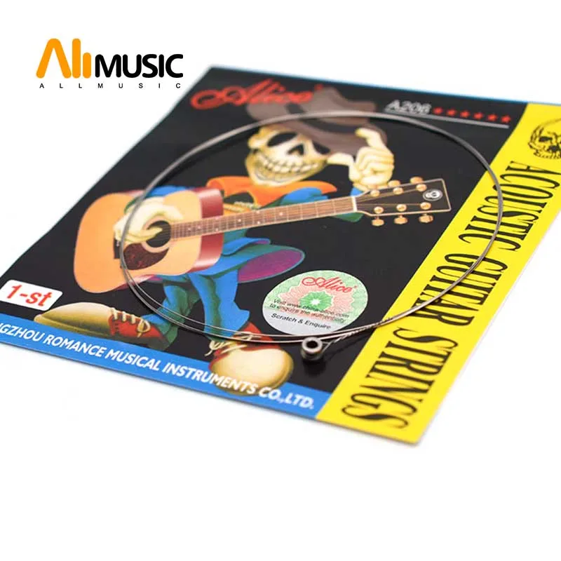 

10 pcs Acoustic Guitar Stainless Steel String Alice A206SL .011 A206L .012 Inch 1st E First Single String Encordoamento