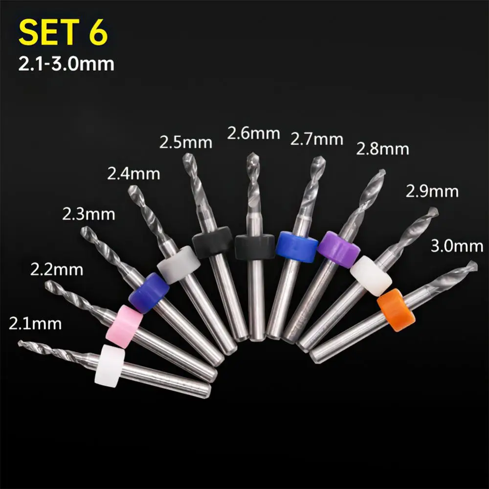 

10 шт., твердосплавные насадки для сверления печатных плат, 0,1-3,0 мм