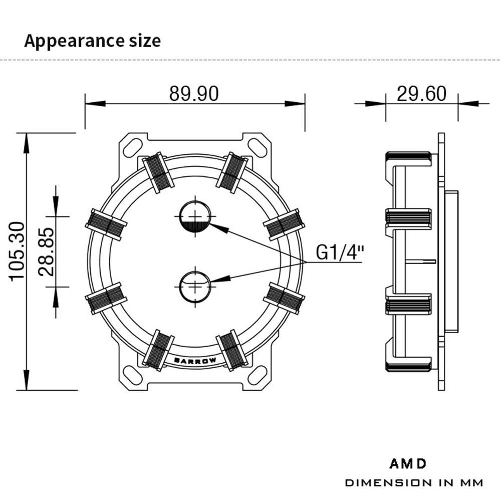 Водяной блок процессора Barrow для INTEL LGA1150 1151 1155 1200 1700/X99 2011/ AMD AM3 AM4 AM5 Разъем