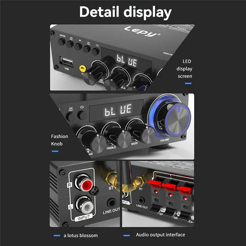 Усилитель мощности Lepy LP-T1 30Wx2+60W 2.1-канальный, с супербасом, Bluetooth 5.1, коаксиальным входом, USB, пультом ДУ, вилка стандарта США (art.: 3920dba53d9d3) - 3920dba53d9d3