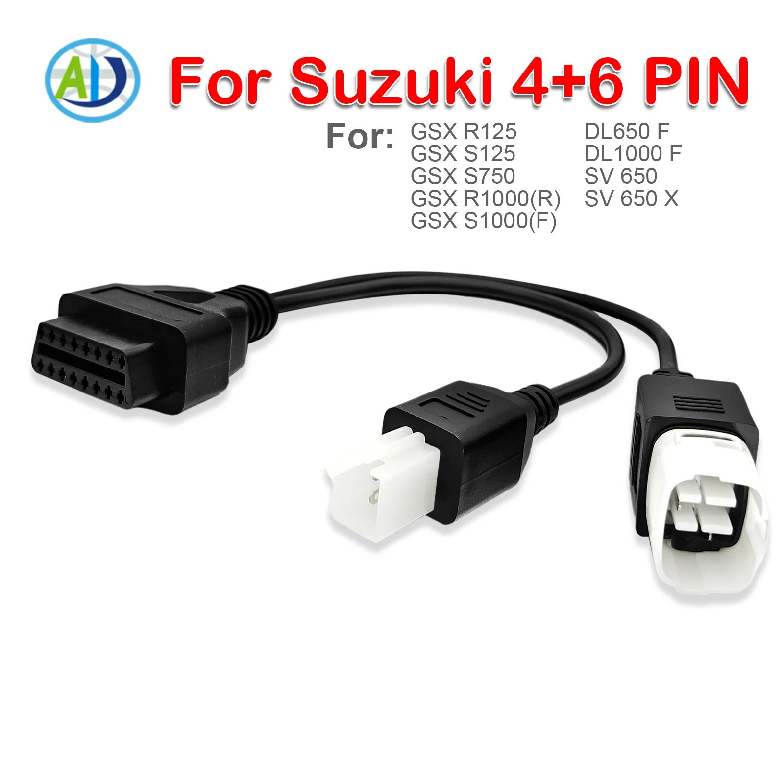 

OBD-адаптер для мотоцикла SUZUKI 4-контактный 6-контактный разъем для GSX R125/S125/S750/R1000/S1000, DL 650F/1000F, SV650 OBD2 диагностический разъем