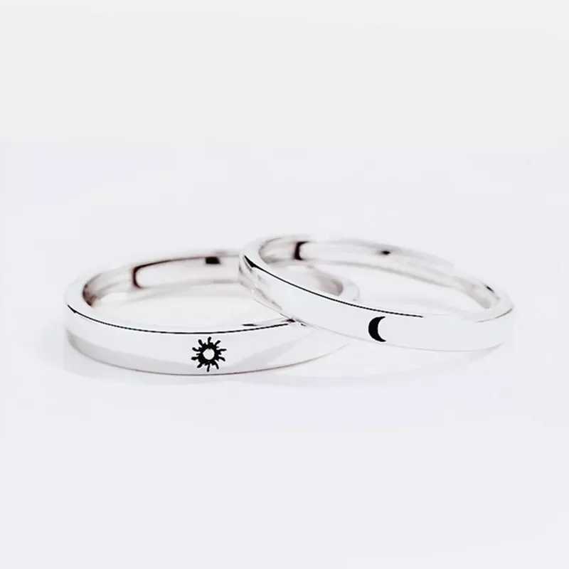 

Pieces/Set Silver Color Couple Rings Fashion Wedding Bride Bridegroom Jewelry Sun Moon Rings Anniversary for Best Friends