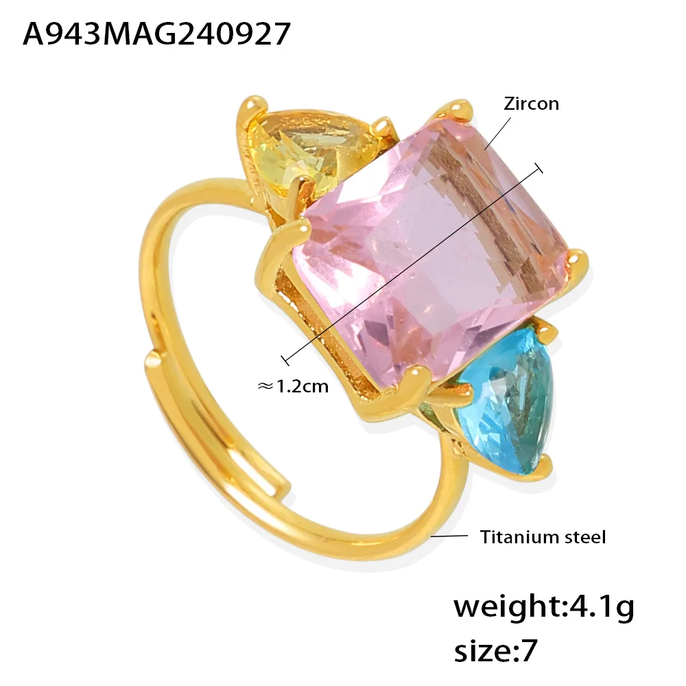 Женское позолоченное кольцо из нержавеющей стали с цирконом