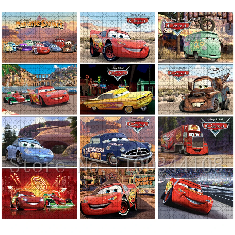 Disney Movies Cars Jigsaw Puzzles Lightning Mcqueen Dr Hudson Sally Die Paper Puzzles Children Education Toys Assemble Game