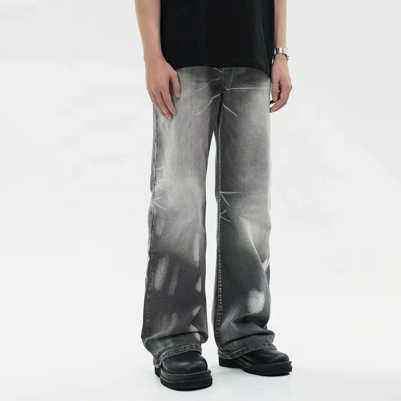 Винтажные мужские потертые джинсы PFNW новые американские свободные брюки с
