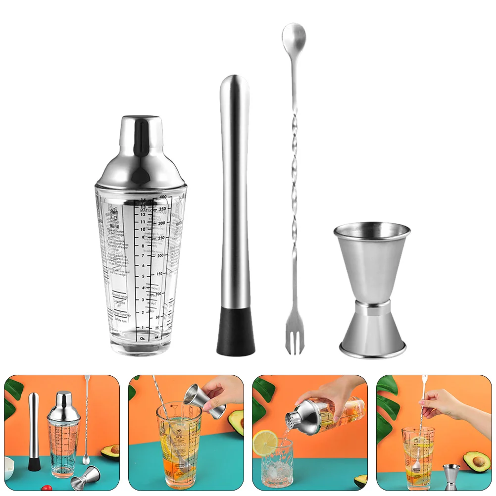 

1 Set 4pcs Stainless Steel Cocktail Shakers Bartender Supplies (Assorted Color)