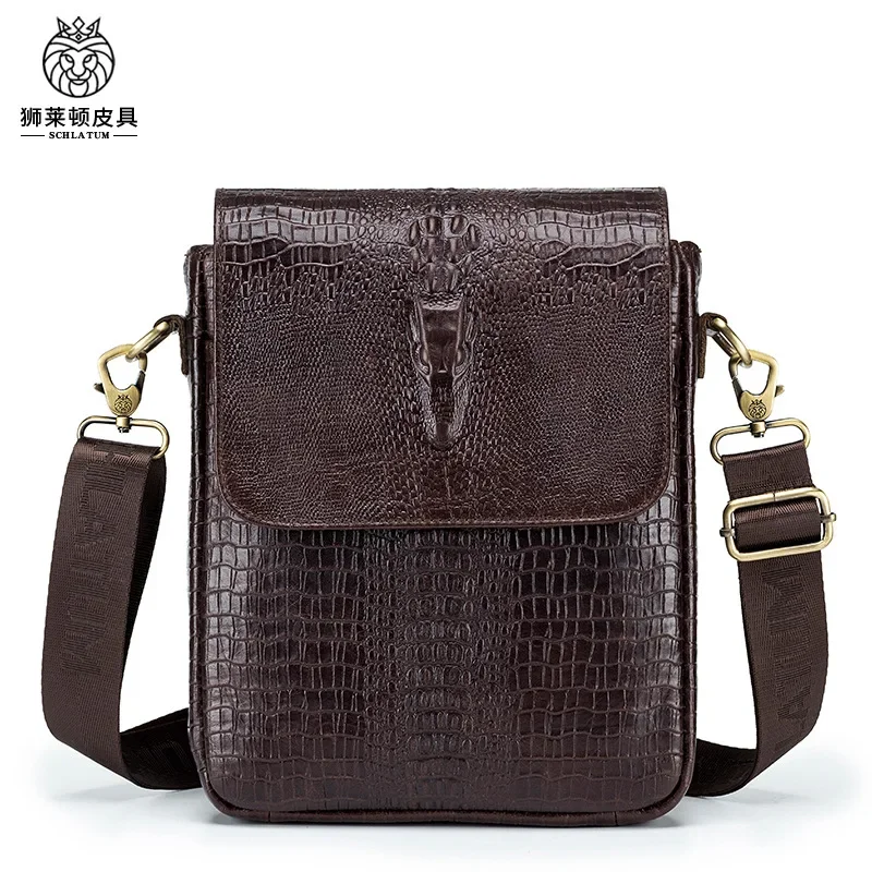 

New Men shoulder bag 100% genuine leather handbags Alligator designer bag Male Casual Sling bag Crocodile Grain Crossbody Bag