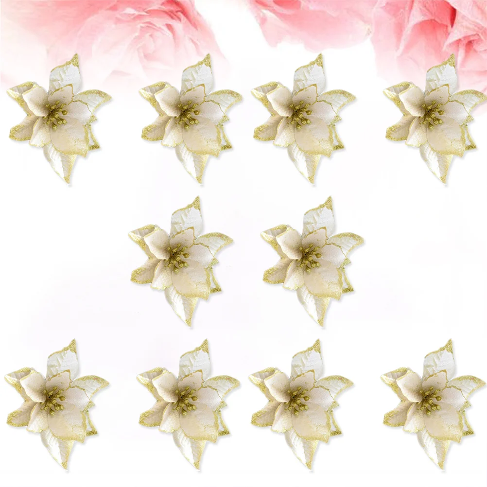 8 шт. рождественские украшения красное дерево блестящие искусственные цветы для