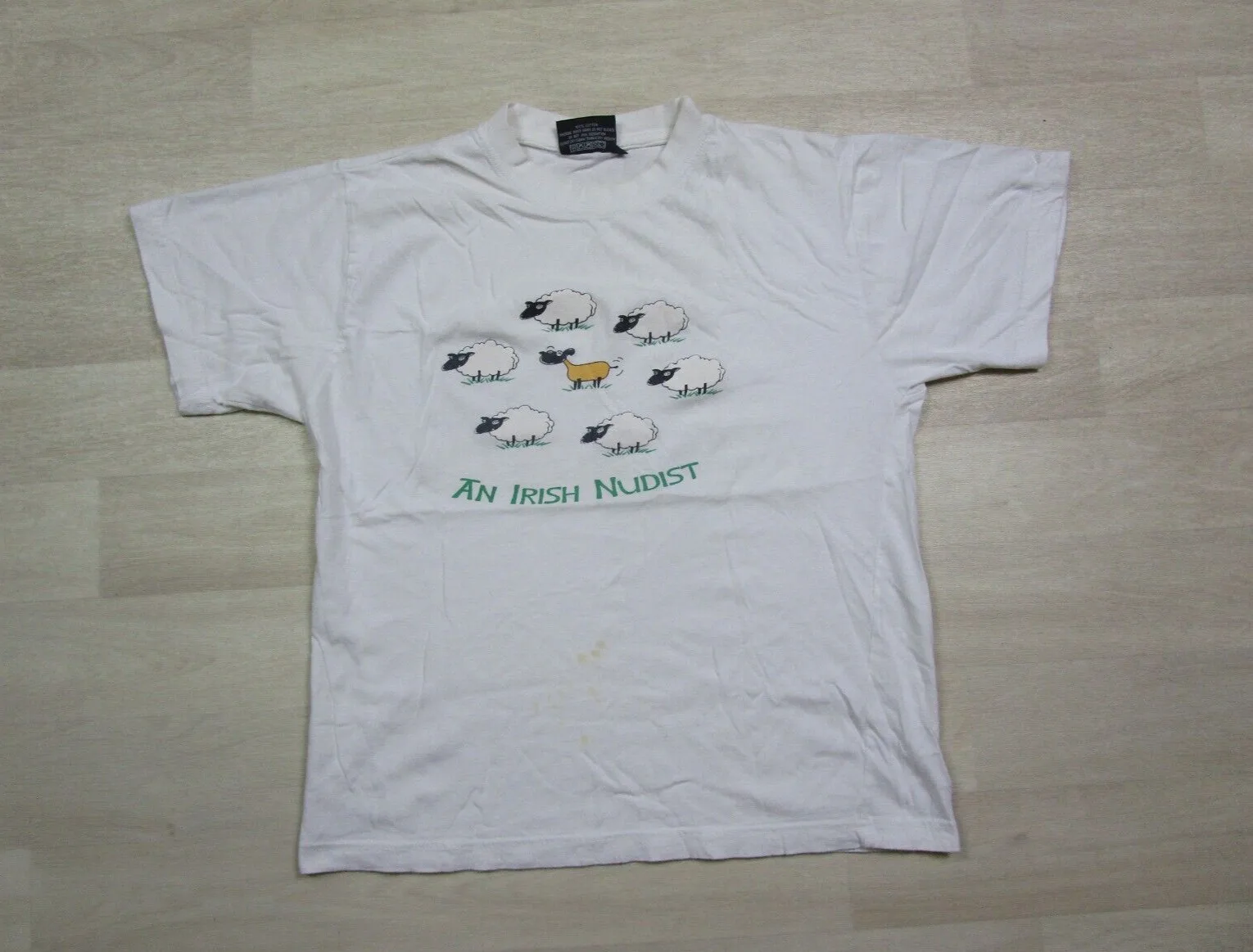 Винтажная забавная футболка (S) овечка ирландский нудист взрослый юмор искусство