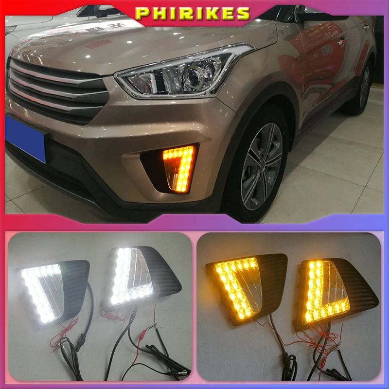 

2 шт., светодиодные противотуманные фасветильник для Hyundai IX25 Creta 2014 2015 2016